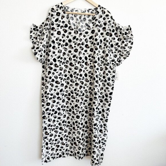 NWT Kate Landry Animal Print Midi Patio Lounge Dress Mumu Sz L - Picture 1 of 10